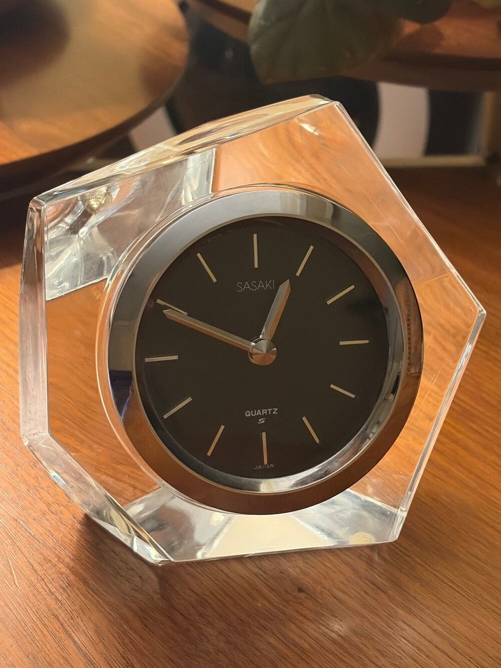 Sasaki Clock Sculpture Crystal Glass Sunform Japan Glacier MCM Midcentury Modern